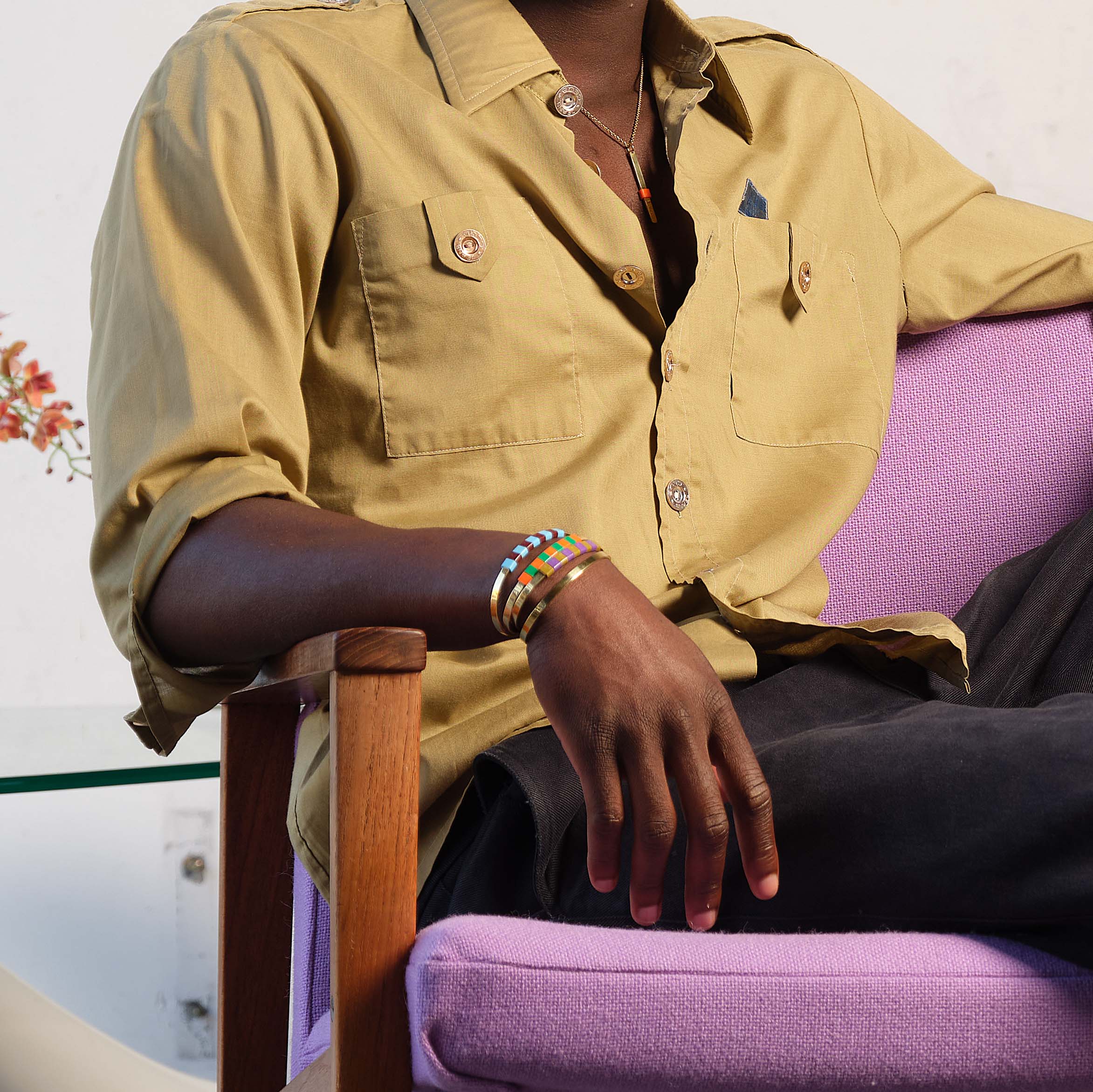 BAEKKE Brass Bracelet - GREEN ORANGE