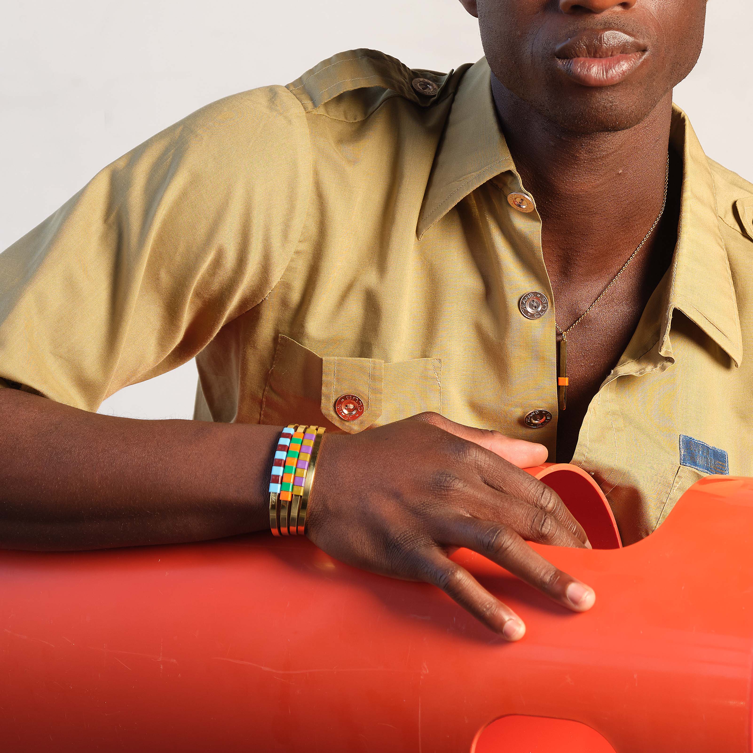 BAEKKE Brass Bracelet - GREEN ORANGE